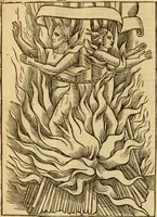 An illustration from The Ecclesiasticall historie : containing the Acts and monuments of martyrs, with a generall discourse of these later persecutions, horrible troubles and tumults, stirred up by Romish prelates in the Church: with divers other things incident, especially to this Realme of England and Scotland, as partly also to all other forraigne nations appertaining, from the time of Q. Maries entring upon the Crowne, to the reigne of our late gracious Soveraigne, Q. Elizabeth of blessed memorie (1641)