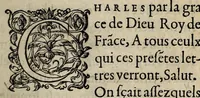 An illustration from Edict du roy Charles Nevfieme de ce nom : faict par le conseil & aduis de la roine sa mere, du roy de Nauarre, des princes du sa[n]g, & seigneurs du conseil priué: appelez auec eux aucuns presidens & principaux conseillers des Cours souueraines de ce royaume: sur les moye[n]s les plus propres d'appaiser les troubles & seditio[n]s suruenus pour le faict de la religion. (1562)