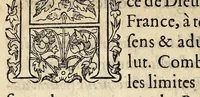 An illustration from Edict du roy nostre sire, par lequel est ordonné que toutes interdictions, euocations, arrestz, decretz, commissions, executoires, & autres prouisions decernées en ses priué & grand Conseil ... (1557)