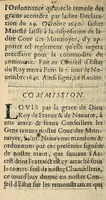 An illustration from Edict du roy portant nouvelle fabrication d'especes d'argent: augmentation du marc d'argent le roy, & des quarts d'escu, testons, & francs aux coins & armes de sa maiesté estans de leur juste poides: & continuation du cours des especes d'argent legers avec le remede des grains, jusques au dernier Mars prochain; & outre un droit de Seigneuriage sur les ouvrages d'Orfeurerie, & Tireurs d'or: Avec un nouvelle evaluation ... (1641)