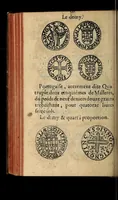 An illustration from Edict du roy portant nouvelle fabrication d'especes d'argent: augmentation du marc d'argent le roy, & des quarts d'escu, testons, & francs aux coins & armes de sa maiesté estans de leur juste poides: & continuation du cours des especes d'argent legers avec le remede des grains, jusques au dernier Mars prochain; & outre un droit de Seigneuriage sur les ouvrages d'Orfeurerie, & Tireurs d'or: Avec un nouvelle evaluation ... (1641)
