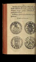 An illustration from Edict du roy portant nouvelle fabrication d'especes d'argent: augmentation du marc d'argent le roy, & des quarts d'escu, testons, & francs aux coins & armes de sa maiesté estans de leur juste poides: & continuation du cours des especes d'argent legers avec le remede des grains, jusques au dernier Mars prochain; & outre un droit de Seigneuriage sur les ouvrages d'Orfeurerie, & Tireurs d'or: Avec un nouvelle evaluation ... (1641)