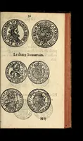 An illustration from Edict du roy portant nouvelle fabrication d'especes d'argent: augmentation du marc d'argent le roy, & des quarts d'escu, testons, & francs aux coins & armes de sa maiesté estans de leur juste poides: & continuation du cours des especes d'argent legers avec le remede des grains, jusques au dernier Mars prochain; & outre un droit de Seigneuriage sur les ouvrages d'Orfeurerie, & Tireurs d'or: Avec un nouvelle evaluation ... (1641)