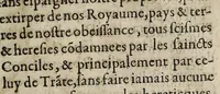 An illustration from Edict du roy pour l'establissement d'un asseuré repos au faict de la religion catholicque, apostolicque, & romaine, & vnion de ses suiects catholicques auec sa Majesté, pour l'extirpatio[n] des scismes & heresies par tout son royaume, pays, & terres de son obeissance : Publié en sa court de parlement de Rouen, le dixneufuiésme iour de Iuillet, 1588. (1558)