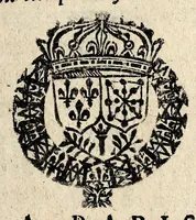 An illustration from Edict dv Roy portant novvelle fabrication d'especes d'argent: augmentation du marc d'argent le Roy, & des quarts d'eseu, testons, & francs aux coins & armes de sa Maiesté estans de leur iuste poids ... auec vne nouuelle eualuation ... (1646)