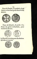 An illustration from Edict dv Roy portant novvelle fabrication d'especes d'argent: augmentation du marc d'argent le Roy, & des quarts d'eseu, testons, & francs aux coins & armes de sa Maiesté estans de leur iuste poids ... auec vne nouuelle eualuation ... (1646)