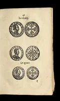 An illustration from Edict dv Roy portant novvelle fabrication d'especes d'argent: augmentation du marc d'argent le Roy, & des quarts d'eseu, testons, & francs aux coins & armes de sa Maiesté estans de leur iuste poids ... auec vne nouuelle eualuation ... (1646)