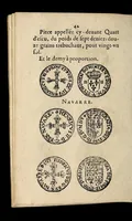 Picture 16 of 76 from Edict dv Roy portant novvelle fabrication d'especes d'argent: augmentation du marc d'argent le Roy, & des quarts d'eseu, testons, & francs aux coins & armes de sa Maiesté estans de leur iuste poids ... auec vne nouuelle eualuation ... (1646), leaf 42