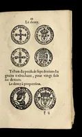 An illustration from Edict dv Roy portant novvelle fabrication d'especes d'argent: augmentation du marc d'argent le Roy, & des quarts d'eseu, testons, & francs aux coins & armes de sa Maiesté estans de leur iuste poids ... auec vne nouuelle eualuation ... (1646)