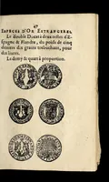 An illustration from Edict dv Roy portant novvelle fabrication d'especes d'argent: augmentation du marc d'argent le Roy, & des quarts d'eseu, testons, & francs aux coins & armes de sa Maiesté estans de leur iuste poids ... auec vne nouuelle eualuation ... (1646)