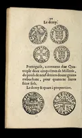An illustration from Edict dv Roy portant novvelle fabrication d'especes d'argent: augmentation du marc d'argent le Roy, & des quarts d'eseu, testons, & francs aux coins & armes de sa Maiesté estans de leur iuste poids ... auec vne nouuelle eualuation ... (1646)