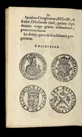 An illustration from Edict dv Roy portant novvelle fabrication d'especes d'argent: augmentation du marc d'argent le Roy, & des quarts d'eseu, testons, & francs aux coins & armes de sa Maiesté estans de leur iuste poids ... auec vne nouuelle eualuation ... (1646)