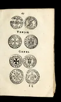 An illustration from Edict dv Roy portant novvelle fabrication d'especes d'argent: augmentation du marc d'argent le Roy, & des quarts d'eseu, testons, & francs aux coins & armes de sa Maiesté estans de leur iuste poids ... auec vne nouuelle eualuation ... (1646)
