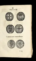 An illustration from Edict dv Roy portant novvelle fabrication d'especes d'argent: augmentation du marc d'argent le Roy, & des quarts d'eseu, testons, & francs aux coins & armes de sa Maiesté estans de leur iuste poids ... auec vne nouuelle eualuation ... (1646)