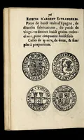 An illustration from Edict dv Roy portant novvelle fabrication d'especes d'argent: augmentation du marc d'argent le Roy, & des quarts d'eseu, testons, & francs aux coins & armes de sa Maiesté estans de leur iuste poids ... auec vne nouuelle eualuation ... (1646)