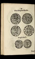 An illustration from Edict dv Roy portant novvelle fabrication d'especes d'argent: augmentation du marc d'argent le Roy, & des quarts d'eseu, testons, & francs aux coins & armes de sa Maiesté estans de leur iuste poids ... auec vne nouuelle eualuation ... (1646)