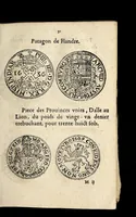 An illustration from Edict dv Roy portant novvelle fabrication d'especes d'argent: augmentation du marc d'argent le Roy, & des quarts d'eseu, testons, & francs aux coins & armes de sa Maiesté estans de leur iuste poids ... auec vne nouuelle eualuation ... (1646)