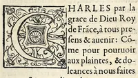 An illustration from Edit et ordonnance dv Roy, donné a Movlins av moisde Feurier 1566. Contenant plusieurs articles, sur le fait & administration de la iustice, avec l'Arrest de la Cour de Parlement de Rouen: (1579)