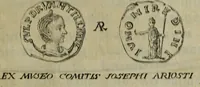 An illustration from Eduardi Corsini ... epistolae tres, quibus Sulpiciae Dryantillae, Aureliani ac Vaballathi Augustorum nummi explicantur et illustrantur (1761)
