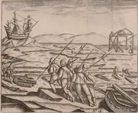 An illustration from Eerste[-derde] schip-vaert der Hollanderen nae de Oost-Indien door de Waygats, by - Noorden Noorweghen, Moscovien ende Tartarien: zijnde verrijckt met een beschryvinge veeler aengrenfende landen, noyt in eenige voorige (1648)