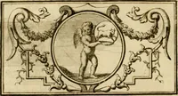 An illustration from Eeuwigduurende liefdes almanak : zinnebeeldig, volgens den algemeenen almanaks-trant, de wisselvalligheden der minnaeren, die in alle liefde-jaeren voorvallen, aenwyzende (1721)