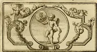 An illustration from Eeuwigduurende liefdes almanak : zinnebeeldig, volgens den algemeenen almanaks-trant, de wisselvalligheden der minnaeren, die in alle liefde-jaeren voorvallen, aenwyzende (1721)