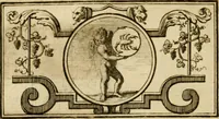 An illustration from Eeuwigduurende liefdes almanak : zinnebeeldig, volgens den algemeenen almanaks-trant, de wisselvalligheden der minnaeren, die in alle liefde-jaeren voorvallen, aenwyzende (1721)
