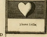 Picture 37 of 44 from Eeuwigduurende liefdes almanak : zinnebeeldig, volgens den algemeenen almanaks-trant, de wisselvalligheden der minnaeren, die in alle liefde-jaeren voorvallen, aenwyzende (1721), leaf 60