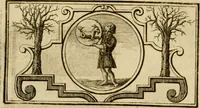 An illustration from Eeuwigduurende liefdes almanak : zinnebeeldig, volgens den algemeenen almanaks-trant, de wisselvalligheden der minnaeren, die in alle liefde-jaeren voorvallen, aenwyzende (1721)