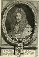 Picture 9 of 24 from Eigentliche Abbildungen Beeder Römm. Kayserl. wie auch der Röm. Königl. Majestäten und dann sämtlicher Herren Chur-Fuersten dess H. Röm Reichs ... Statt Augsburg im Jahr 1689 und 1690. Theils in eiger hoher person, Theils durch Dero Gevoll. mächtigte hochansehnliche herren Abgesandten erscheinen (1689), leaf 22