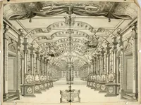 An illustration from Eine Collection curieuser Vorstellungen in Illuminationen und Feuer-Wercken : so in denen Jahren 1724 biss 1728 inclusivè, bey Gelegenheit einiger publiquen Festins und Rejouïssances, in Hamburg und mehrentheils auf dem Schau-Platze daselbst, unter der Direction und von der Invention Thomas Lediard's ... sind vorgestellet worden : in sechszehn grossen Kupfer-Platen sauber gestochen, und auff das accurateste abgebildet, nebst derselben besondern, vollkommenen und ausführlichen Beschreibungen, in welchen etliche Hundert dabey vorgestellte Sinn-Bilder, nebst dazu gehörigen Lateinischen, und in Teutschen Versen explicirten, emblematischen, und andern Inscriptionibus und Titeln enthalten (1730)