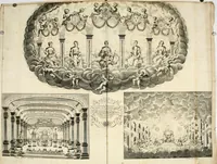 An illustration from Eine Collection curieuser Vorstellungen in Illuminationen und Feuer-Wercken : so in denen Jahren 1724 biss 1728 inclusivè, bey Gelegenheit einiger publiquen Festins und Rejouïssances, in Hamburg und mehrentheils auf dem Schau-Platze daselbst, unter der Direction und von der Invention Thomas Lediard's ... sind vorgestellet worden : in sechszehn grossen Kupfer-Platen sauber gestochen, und auff das accurateste abgebildet, nebst derselben besondern, vollkommenen und ausführlichen Beschreibungen, in welchen etliche Hundert dabey vorgestellte Sinn-Bilder, nebst dazu gehörigen Lateinischen, und in Teutschen Versen explicirten, emblematischen, und andern Inscriptionibus und Titeln enthalten (1730)