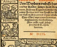 An illustration from Ein newer Albertus Magnus. Von Weybern vnd Geburten der Kinder, sampt jhren Artzneyen. Auch von Tugenden etlicher fürnemer Kreüter, vnd von Krafft der Edlen Gestein. Von art vnd Natur etlicher Thier. Mit sampt einem bewerten Regiment für die Pestilentz. Alles auffs new gebessert, durch Q. Apollinarem (1602)