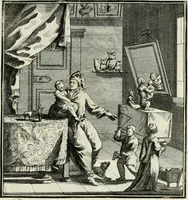An illustration from Ein Schock Phantastn in einem Kasten : mit ihrem Pourtrait gar net in Kupffer gebracht und ausgelacht, samt einer Vorred (1700)