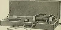 An illustration from Electrical novelties : the ultra vacuum electrodes, X-ray tubes and stands, the multiple spark interrupter, spark lamp to produce violet rays, spark regulator for coil, electric heaters, X-ray plates (1903)