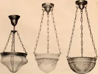 An illustration from Electric, gas, and combination lighting fixtures : table lamps, floor lamps, electrical wiring material, lighting glassware / Sears, Roebuck and Co. (1900)