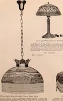 An illustration from Electric, gas, and combination lighting fixtures : table lamps, floor lamps, electrical wiring material, lighting glassware / Sears, Roebuck and Co. (1900)