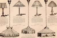 An illustration from Electric, gas, and combination lighting fixtures : table lamps, floor lamps, electrical wiring material, lighting glassware / Sears, Roebuck and Co. (1900)