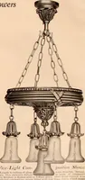 An illustration from Electric, gas, and combination lighting fixtures : table lamps, floor lamps, electrical wiring material, lighting glassware / Sears, Roebuck and Co. (1900)