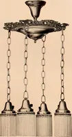 An illustration from Electric, gas, and combination lighting fixtures : table lamps, floor lamps, electrical wiring material, lighting glassware / Sears, Roebuck and Co. (1900)
