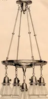 An illustration from Electric, gas, and combination lighting fixtures : table lamps, floor lamps, electrical wiring material, lighting glassware / Sears, Roebuck and Co. (1900)