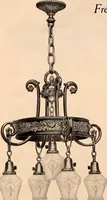 An illustration from Electric, gas, and combination lighting fixtures : table lamps, floor lamps, electrical wiring material, lighting glassware / Sears, Roebuck and Co. (1900)