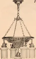 An illustration from Electric, gas, and combination lighting fixtures : table lamps, floor lamps, electrical wiring material, lighting glassware / Sears, Roebuck and Co. (1900)