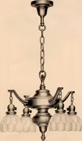An illustration from Electric, gas, and combination lighting fixtures : table lamps, floor lamps, electrical wiring material, lighting glassware / Sears, Roebuck and Co. (1900)