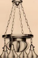An illustration from Electric, gas, and combination lighting fixtures : table lamps, floor lamps, electrical wiring material, lighting glassware / Sears, Roebuck and Co. (1900)