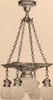 An illustration from Electric, gas, and combination lighting fixtures : table lamps, floor lamps, electrical wiring material, lighting glassware / Sears, Roebuck and Co. (1900)