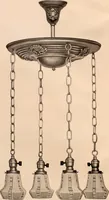 An illustration from Electric, gas, and combination lighting fixtures : table lamps, floor lamps, electrical wiring material, lighting glassware / Sears, Roebuck and Co. (1900)