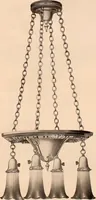 An illustration from Electric, gas, and combination lighting fixtures : table lamps, floor lamps, electrical wiring material, lighting glassware / Sears, Roebuck and Co. (1900)