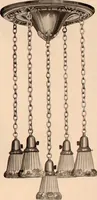 An illustration from Electric, gas, and combination lighting fixtures : table lamps, floor lamps, electrical wiring material, lighting glassware / Sears, Roebuck and Co. (1900)