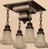 An illustration from Electric, gas, and combination lighting fixtures : table lamps, floor lamps, electrical wiring material, lighting glassware / Sears, Roebuck and Co. (1900)